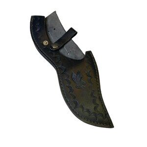 Warrior  Hunter Leather Sheath Only Black Western Eagle Embossed u Belt Loo